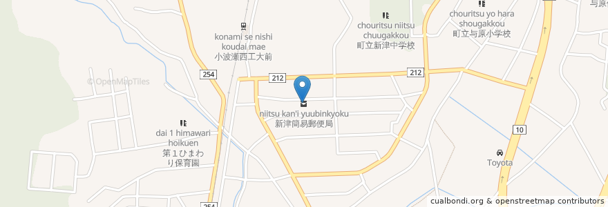 Mapa de ubicacion de 新津簡易郵便局 en Jepun, 福岡県, 京都郡, 苅田町.