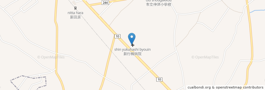 Mapa de ubicacion de 新行橋病院 en 日本, 福岡県, 行橋市.
