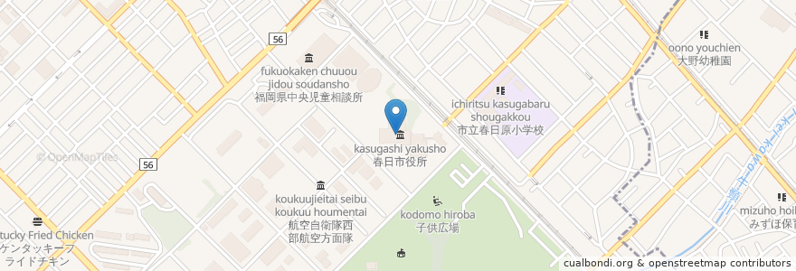 Mapa de ubicacion de 春日市役所 en Japan, 福岡県, 春日市.