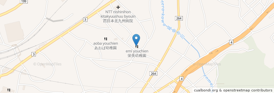 Mapa de ubicacion de 栄美幼稚園 en Japonya, 福岡県, 北九州市, 小倉北区.