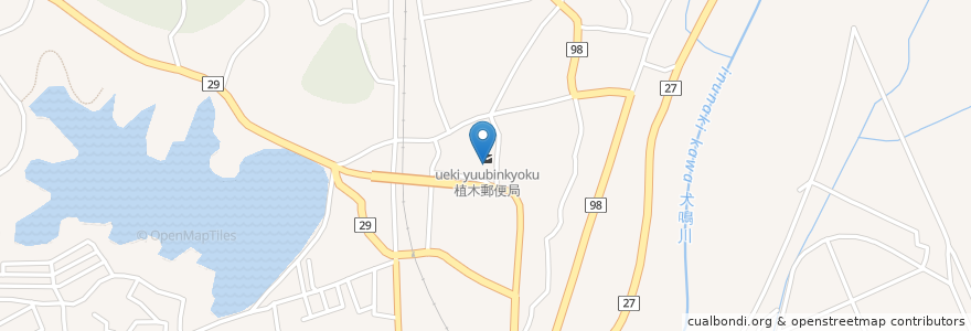 Mapa de ubicacion de 植木郵便局 en 日本, 福岡県, 直方市.