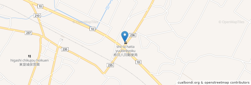 Mapa de ubicacion de 椎田八田郵便局 en Giappone, Prefettura Di Fukuoka, 築上郡, 築上町.