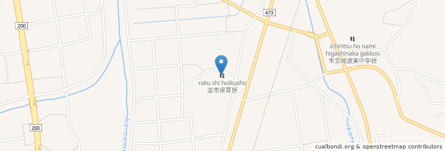 Mapa de ubicacion de 楽市保育所 en Japão, 福岡県, 飯塚市.