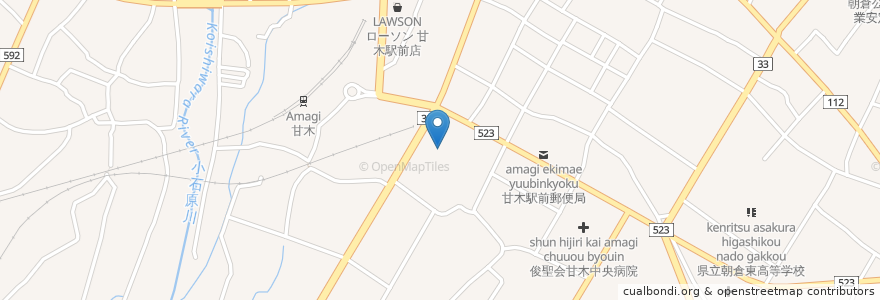 Mapa de ubicacion de 水資源機構筑後川局小石原川ダム建設所 en 日本, 福岡県, 朝倉市.