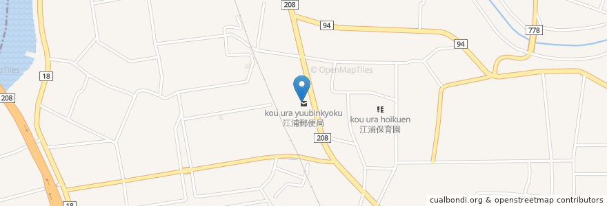 Mapa de ubicacion de 江浦郵便局 en 日本, 福岡県, みやま市.