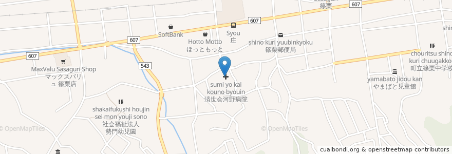 Mapa de ubicacion de 済世会河野病院 en Japão, 福岡県, 糟屋郡, 篠栗町.