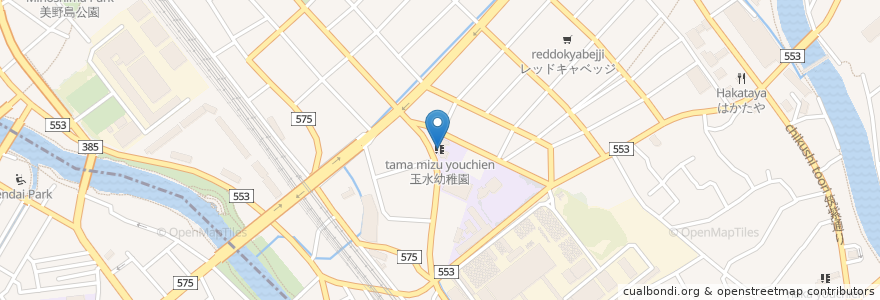 Mapa de ubicacion de 玉水幼稚園 en Japon, Préfecture De Fukuoka, 福岡市, 博多区.