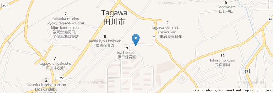 Mapa de ubicacion de 田川三井郵便局 en 日本, 福岡県, 田川市.