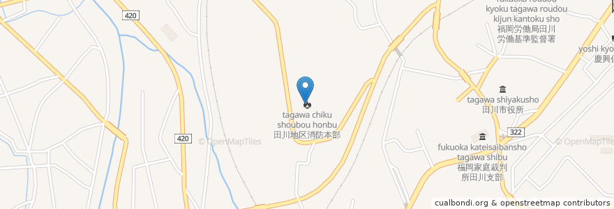 Mapa de ubicacion de 田川地区消防本部 en Japan, Präfektur Fukuoka, 田川市.