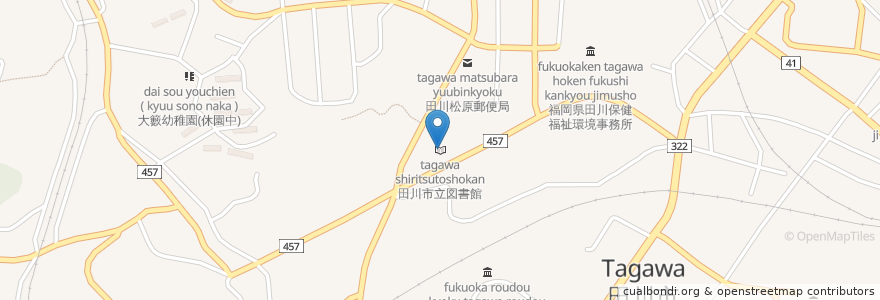 Mapa de ubicacion de 田川市立図書館 en Japonya, 福岡県, 田川市.