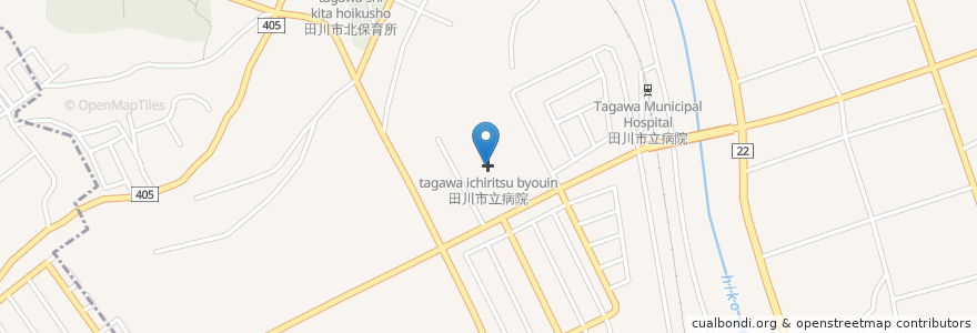 Mapa de ubicacion de 田川市立病院 en 日本, 福岡県, 田川市.