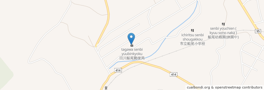 Mapa de ubicacion de 田川船尾郵便局 en 일본, 후쿠오카현, 田川市.