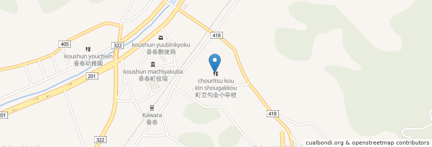 Mapa de ubicacion de 町立勾金小学校 en Giappone, Prefettura Di Fukuoka, 田川郡, 香春町.