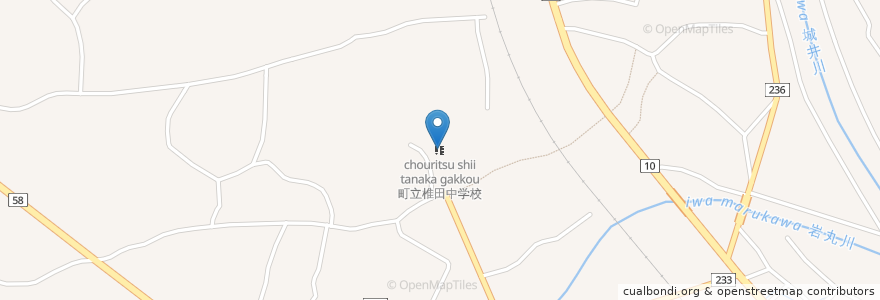 Mapa de ubicacion de 町立椎田中学校 en 日本, 福冈县, 筑上郡, 筑上町.