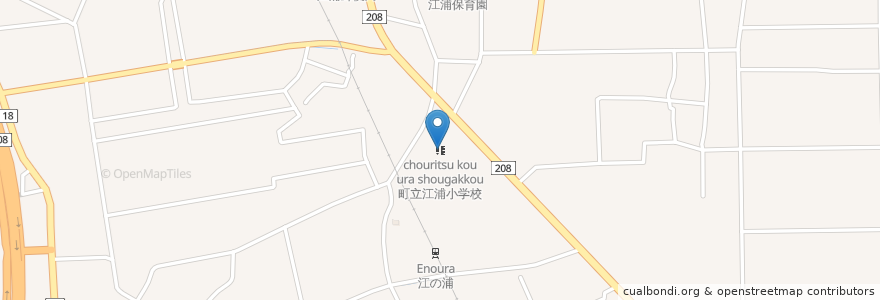 Mapa de ubicacion de 町立江浦小学校 en Japan, Präfektur Fukuoka, みやま市.