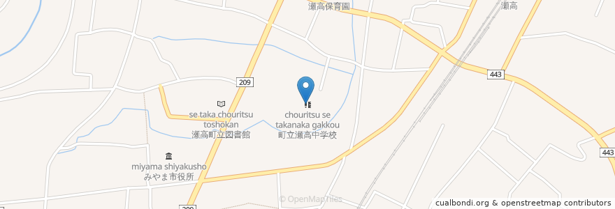 Mapa de ubicacion de 町立瀬高中学校 en 日本, 福岡県, みやま市.