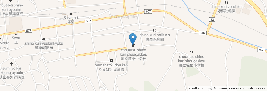 Mapa de ubicacion de 町立篠栗中学校 en Jepun, 福岡県, 糟屋郡, 篠栗町.