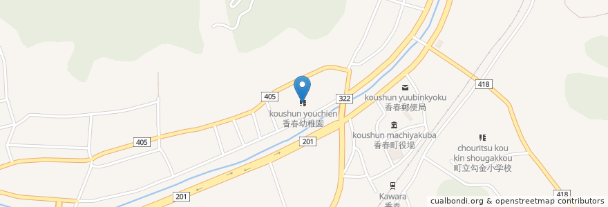 Mapa de ubicacion de 町立香春小学校 en 日本, 福岡県, 田川郡, 香春町.