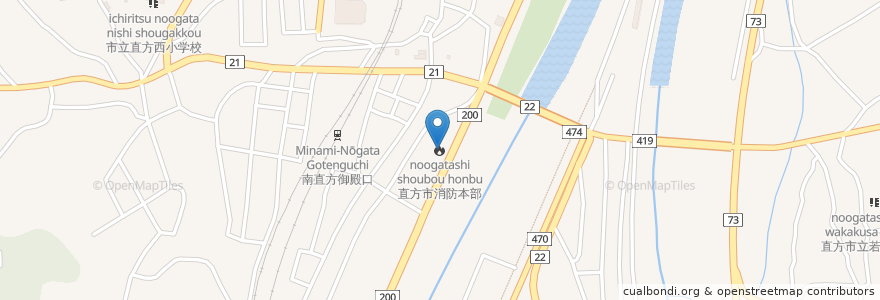 Mapa de ubicacion de 直方市消防本部 en 日本, 福岡県, 直方市.