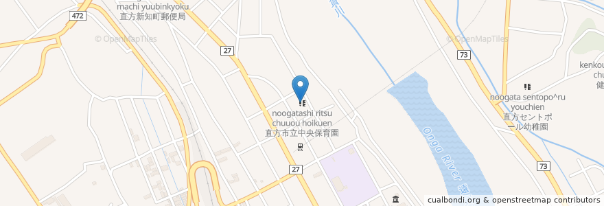 Mapa de ubicacion de 直方市立中央保育園 en 日本, 福岡県, 直方市.