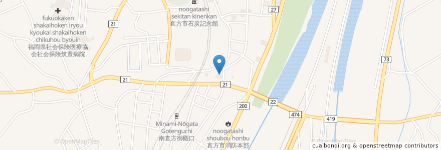 Mapa de ubicacion de 直方新町郵便局 en 일본, 후쿠오카현, 直方市.