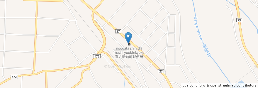Mapa de ubicacion de 直方新知町郵便局 en Япония, Фукуока, 直方市.