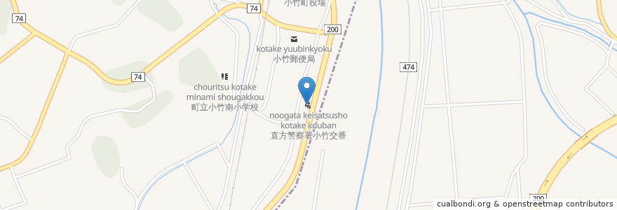 Mapa de ubicacion de 直方警察署小竹交番 en 日本, 福冈县, 鞍手郡, 饭冢市, 小竹町.