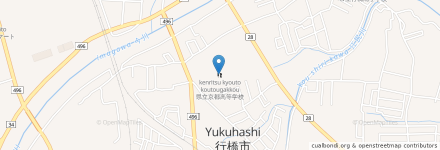 Mapa de ubicacion de 県立京都高等学校 en Japan, Präfektur Fukuoka, 行橋市.