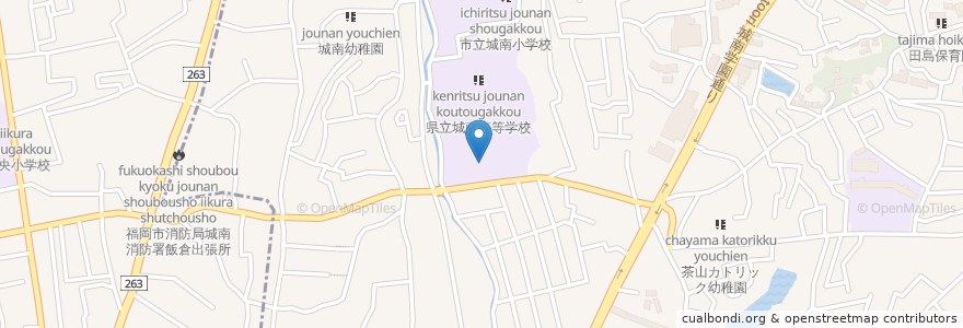 Mapa de ubicacion de 県立城南高等学校 en Japon, Préfecture De Fukuoka, 福岡市, 城南区.