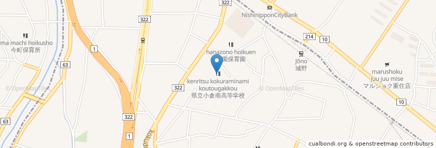 Mapa de ubicacion de 県立小倉南高等学校 en Giappone, Prefettura Di Fukuoka, 北九州市, 小倉南区.