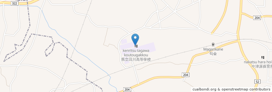 Mapa de ubicacion de 県立田川高等学校 en 日本, 福岡県, 田川郡, 香春町.