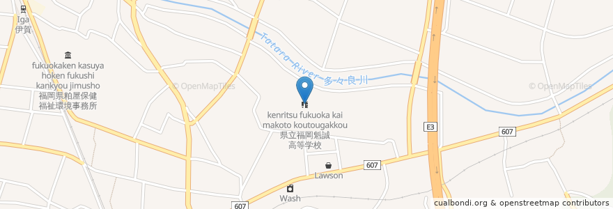 Mapa de ubicacion de 県立福岡魁誠高等学校 en Japón, Prefectura De Fukuoka, 糟屋郡, 粕屋町.