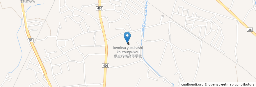 Mapa de ubicacion de 県立行橋高等学校 en 日本, 福冈县, 行桥市.