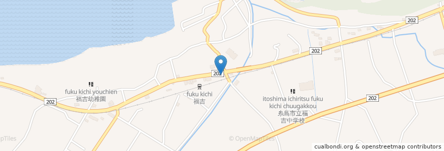 Mapa de ubicacion de 福吉郵便局 en 日本, 福岡県, 糸島市.