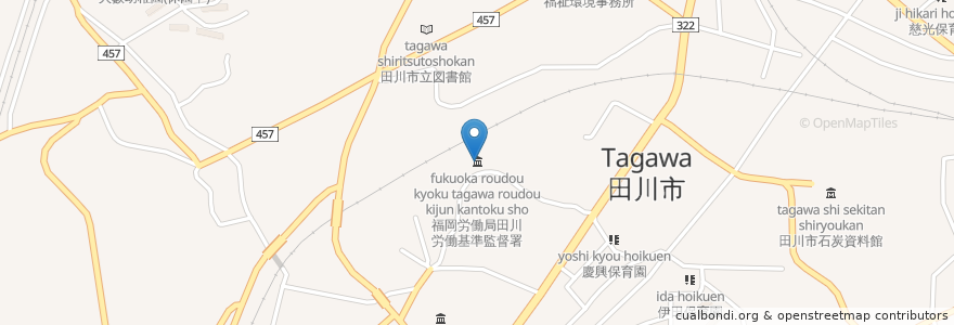 Mapa de ubicacion de 福岡労働局田川労働基準監督署 en 日本, 福岡県, 田川市.