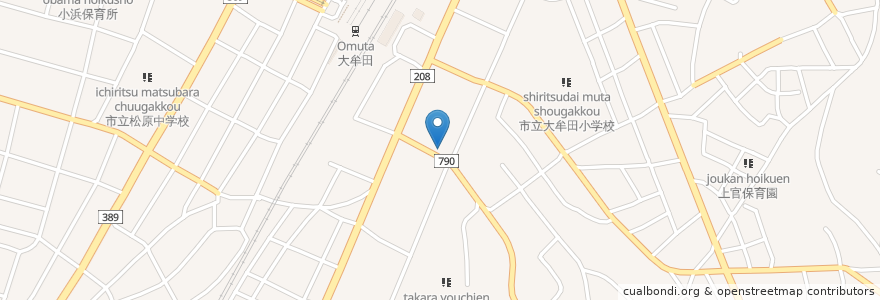 Mapa de ubicacion de 福岡国税局大牟田税務署 en Japonya, 福岡県, 大牟田市.