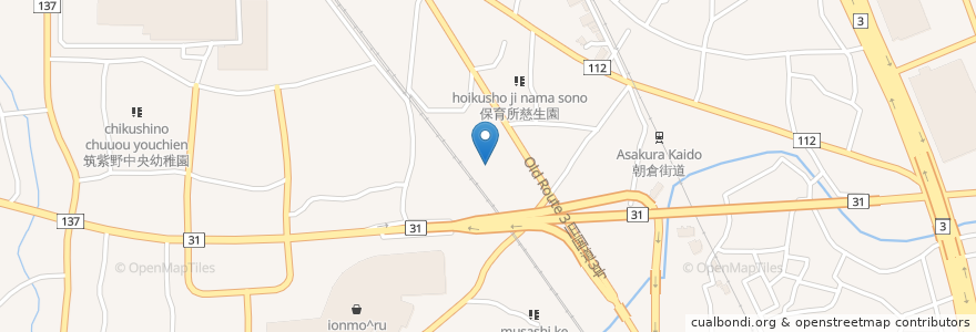 Mapa de ubicacion de 福岡国税局筑紫税務署 en اليابان, محافظة فوكوكا, 筑紫野市.