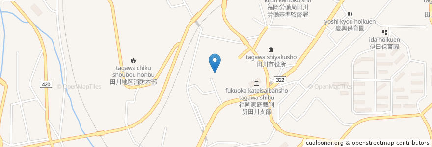 Mapa de ubicacion de 福岡地方検察庁田川区検察庁 en 日本, 福岡県, 田川市.