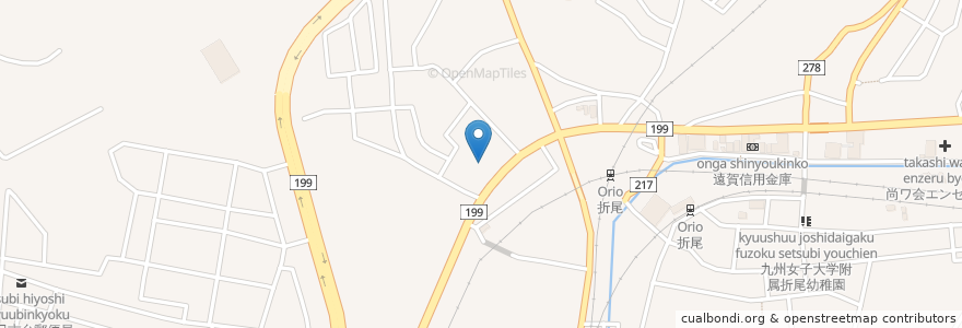 Mapa de ubicacion de 福岡地方裁判所折尾簡易裁判所 en 日本, 福岡県, 北九州市, 八幡西区.