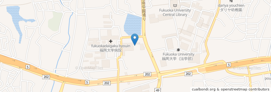 Mapa de ubicacion de 福岡大学病院 en Japon, Préfecture De Fukuoka, 福岡市, 城南区.