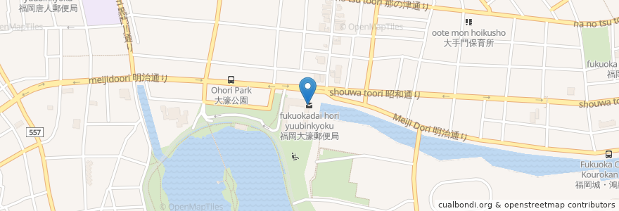 Mapa de ubicacion de 福岡大濠郵便局 en Jepun, 福岡県, 福岡市, 中央区.