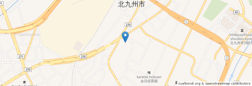 Mapa de ubicacion de 福岡家庭裁判所飯塚支部 en Japan, Fukuoka Prefecture, Kitakyushu, Kokura-Kita Ward.