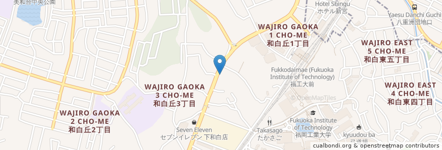 Mapa de ubicacion de 福岡工業大学前郵便局 en 日本, 福岡県, 福岡市, 糟屋郡, 東区.
