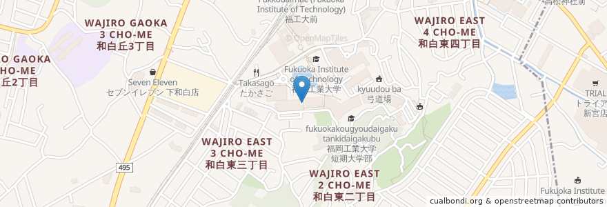 Mapa de ubicacion de 福岡工業大学（情報工学部） en 日本, 福岡県, 福岡市, 糟屋郡, 東区.