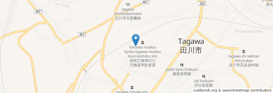 Mapa de ubicacion de 福岡法務局田川支局 en 日本, 福岡県, 田川市.
