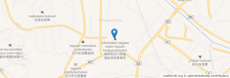 Mapa de ubicacion de 福岡県田川保健福祉環境事務所 en Japão, 福岡県, 田川市.
