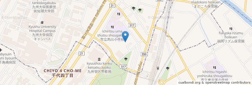 Mapa de ubicacion de 私立博多女子中学校 en Japon, Préfecture De Fukuoka, 福岡市, 博多区, 東区.