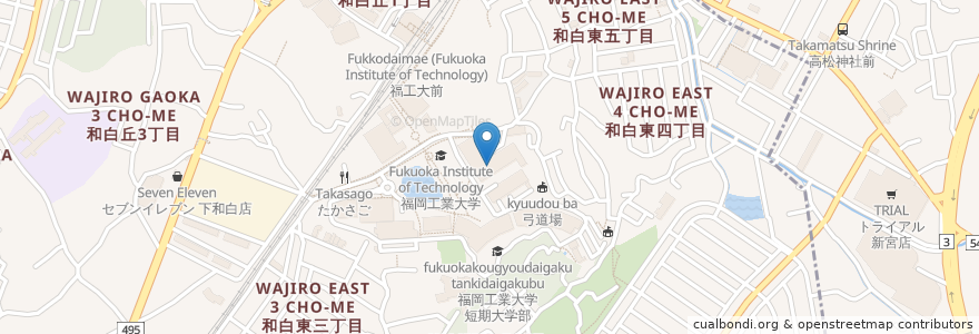 Mapa de ubicacion de 私立福岡工業大学附属城東高等学校 en Japón, Prefectura De Fukuoka, 福岡市, 糟屋郡, 新宮町, 東区.