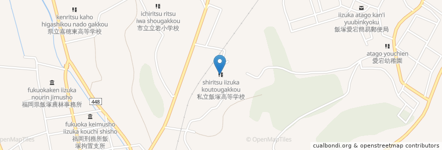 Mapa de ubicacion de 私立飯塚高等学校 en 일본, 후쿠오카현, 飯塚市.