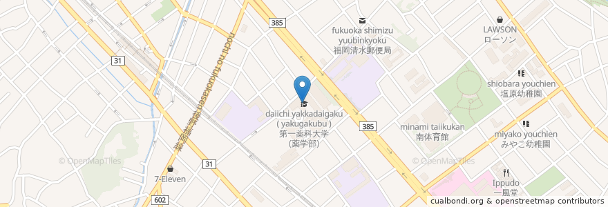 Mapa de ubicacion de 第一薬科大学（薬学部） en Japan, Präfektur Fukuoka, 福岡市, 南区.